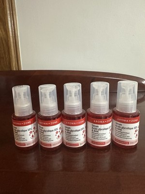 Aroma zone Acide Glycolique 10%  & AHA SERUM Made In France 5  Bottles