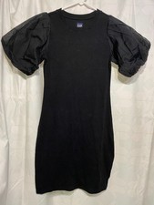 New w/Tags LBD Gap black knit dress puff sleeves, Casual Cool petite S