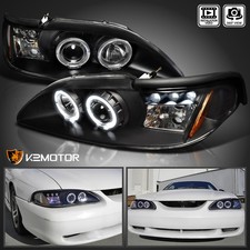 Fits 1994-1998 Ford Mustang Cobra Led Halo Black Projector Headlights Leftright Fits 1994-1998 Ford Mustang Cobra Led Halo Black Projector Headlights Leftright