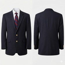 Oscar de la Renta Blazer Men 44L 100 Wool Navy Blue Sports Coat Classic Fit