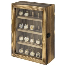 4-Tier Wall Mounted Wood Sports Championship Ring Holder, Rings Display Case