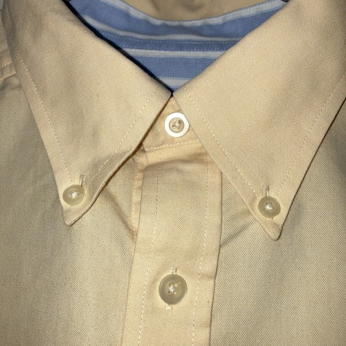 Talbots Men's Shirt Button Down Size L Yellow Long Sleeve Chest Pocket Business - Picture 4 of 11