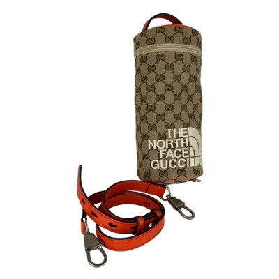 Gucci Women's The North Face Monogram GG Bicolor Shoulder Bag Brown Orange Sz S