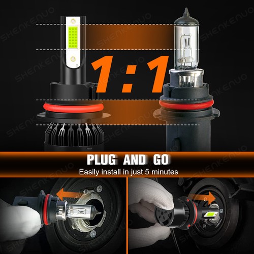 For 1999-2003 Ford F150 8000K LED Headlight Hi/Lo+Fog Lights Bulbs 9007 9145 4pc - Picture 2 of 14