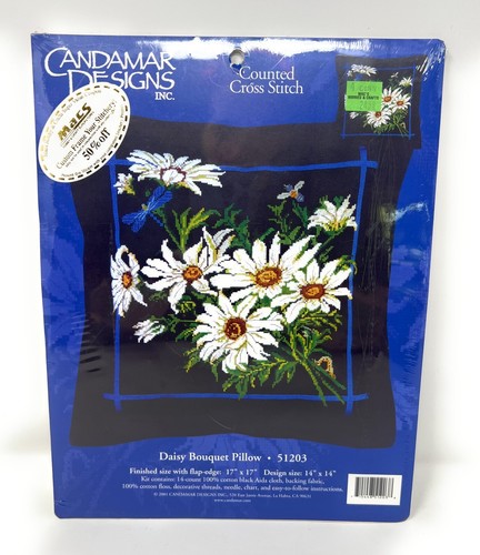 Candamar Designs Daisy Bouquet Kissen Kreuzstich Kit 51203 versiegelt 2001 OOP - Bild 2 von 3