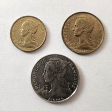 1964 Reunion Lot 3 Coin  10-20-100 franc UNC