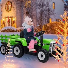 Kids Ride On Tractor W/ Trailer 12v Electric Battery Powered Xmas Gift Boys Girl