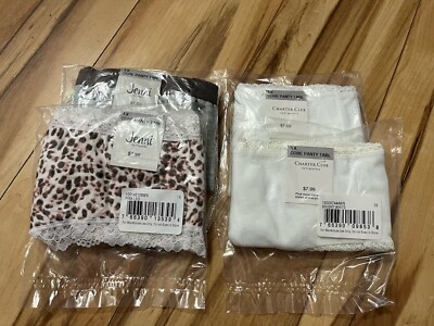 Charter Club & Jenni Underwear Bundle Size 1x Briefs 4 Pair White Leopard & Gray