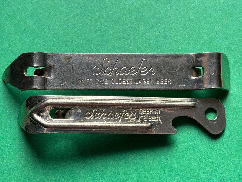2 NICE Vintage Schaefer Beer Bottle Flat Top Can Opener Brooklyn Albany New York