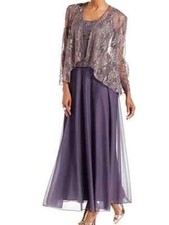 Lace Chiffon Ankle Length Mother of the Bride Dress with Jacket Long Sleeve