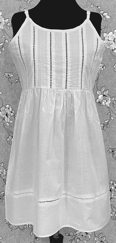 SoieRose 100% Cotton Victorian Spaghetti Strap Nightgown - White - SR1122 - Picture 2 of 6