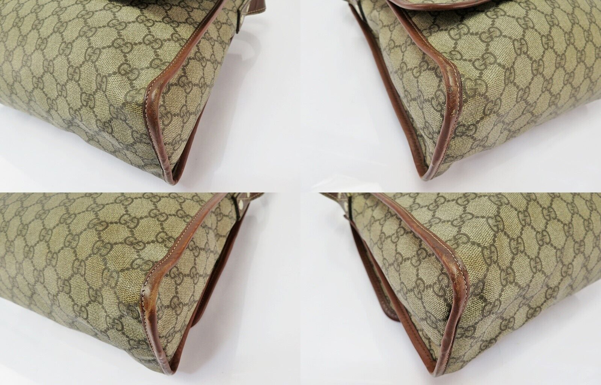 Auth GUCCI Brown GG PVC Canvas Messenger Shoulder Crossbody Bag