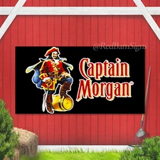 CAPTAIN MORGAN FLAG BANNER SIGN CARIBBEAN SPICED GOLD RUM PIRATE BAR TIKI