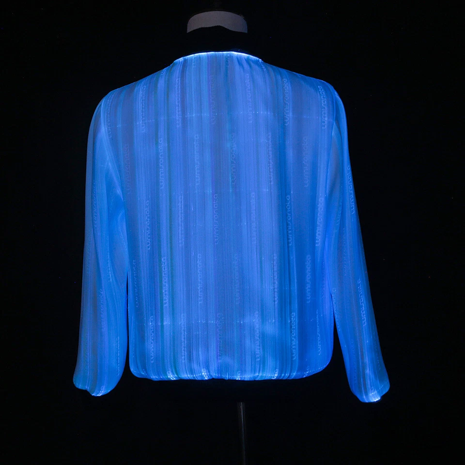 Men LED Hoodies Optic Fiber Hooded Jacket Party App Control RGB Lights Costume - Image 4 of 4