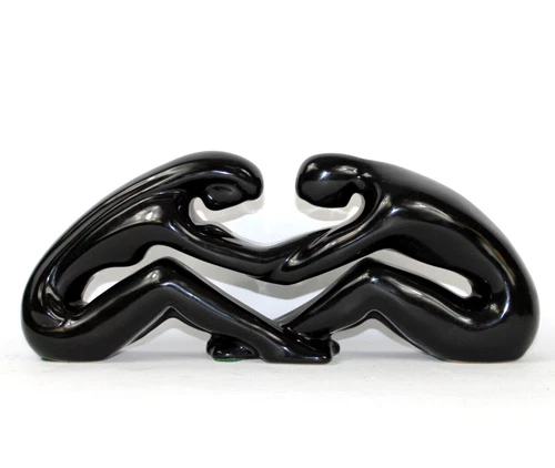 Ceramic Sculpture Royal Haeger Lovers Holding Hands Black 1993 Vintage Excellent