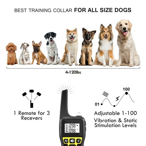Dog training Collar Electric Shock Vibration Sound Bark 3 Mode Rechargeable - Picture 3 of 6