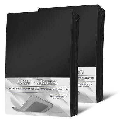 2 Spannbettlaken 140 - 160 x 220 cm schwarz Elasthan Wasser & Boxspringbett Set