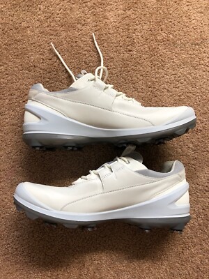 Ecco Biom Tour Leather Spikes White Waterproof Golf Shoe 131904-01007 Sz 12-12.5