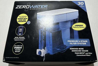 ZeroWater 30 Cup 5 Stage Water Filtration System Dispenser Water Meter & Filter