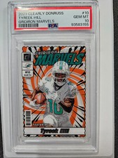 🌟 2023 Panini Clearly Donruss Gridiron Marvels #10 Tyreek Hill PSA 10 Dolphins