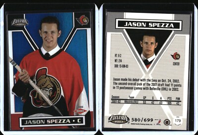 02/03 2002-03 Pacific Exclusive Blue #179B Jason Spezza Ottawa Senators /699
