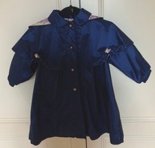 Rothschild Girls Dress Hooded Trench Coat Navy Blue Size 4 Flowers