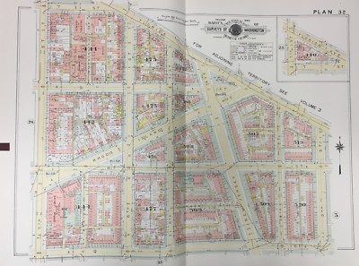 ORIG 1957 WASHINGTON DC TRUXTON CIRCLE Q ST TO T ST & 3RD ST TO 7TH ST ATLAS MAP