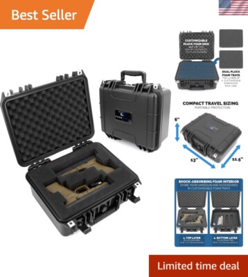 13'' Two Gun Hard Case for 2 Handguns - TSA Approved Waterproof & Shockproof 2...
