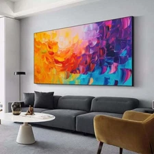 Blue Pure Wall Art Painting Hand painted Abstract Oil Painting Living Room