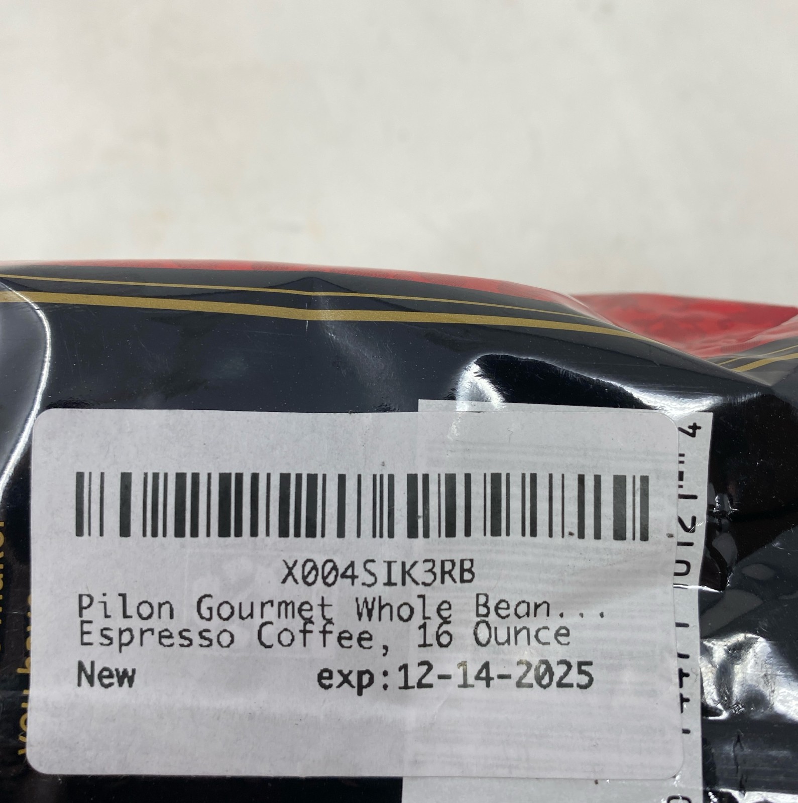 Pilon Gourmet Whole Bean Restaurant Blend Espresso Coffee, Red/Black Bag, 16 oz