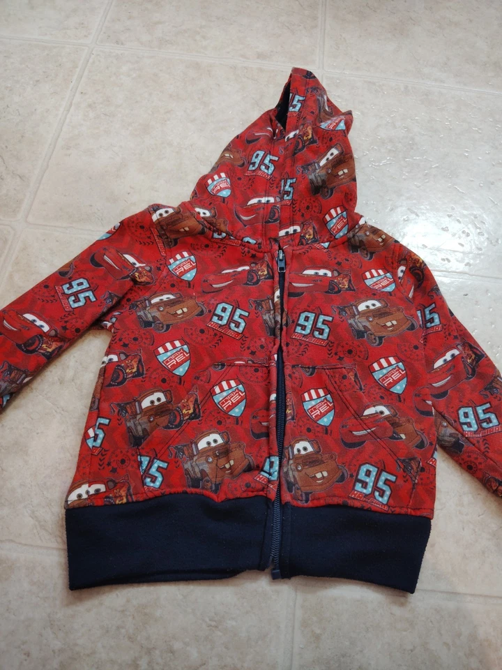 Vintage Cars Disney Pixar Hoodie McQueen And Mater Boys 2T Jacket - Image 2 of 4