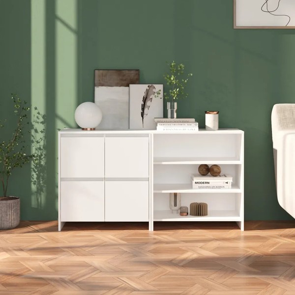 Sideboard Weiß 2-Teilig Aus Holzwerkstoff Mit Schubladen Und TüRen-image