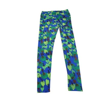 LuLaRoe Tall Curvy Leggings Blue Green Forest Tree Print TC Yoga Pants