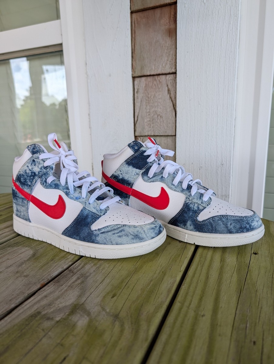 Nike Dunk High SB Acid Wash Denim Red Swoosh University Red Size