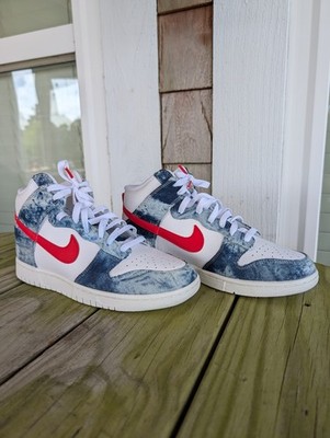 Nike Dunk High SB Acid Wash Denim Red Swoosh University Red Size 9.5