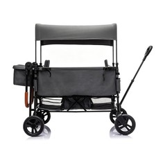 Foldable Wagon Stroller for 2 Kids Adjustable Push Pull Handle Detachable Canopy