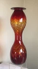 VINTAGE SIGNED DATED 2005 W/LABEL BLENKO GLASS HOURGLASS VASE TANGERINE  19.5"