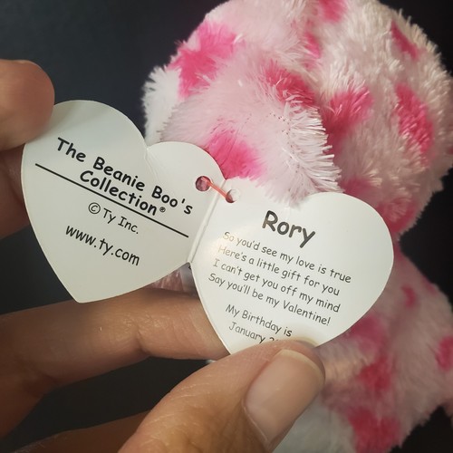 Peluche Ty Beanie Boos 2023 RORY el Día de San Valentín Perro Rosa Manchado 6" - Imagen 5 de 10