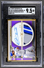 2021 TOPPS DEFINITIVE VLADIMIR GUERRERO FRAMED PATCH AUTO PURPLE #/5 SGC 9.5