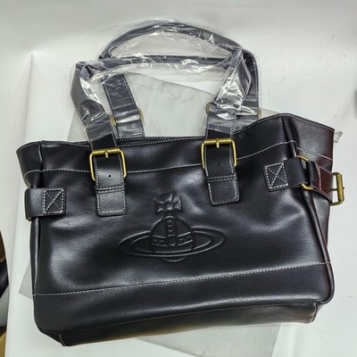 Vivienne Westwood Accord Tote Bag Orb Embossed Black Bag Outlet