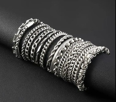 Edelstahl Armband 21cm Cuban Link Herren Gliederkette Panzerkette silber Unisex