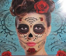 DAY OF THE DEAD HALLOWEEN GLITTER COSTUME FACE TATTOOS 2 PC SET