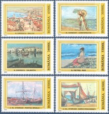 Romania 2003 Sea Paintings,Sailing Boats,Harbor,Nude,Arts,6v MNH