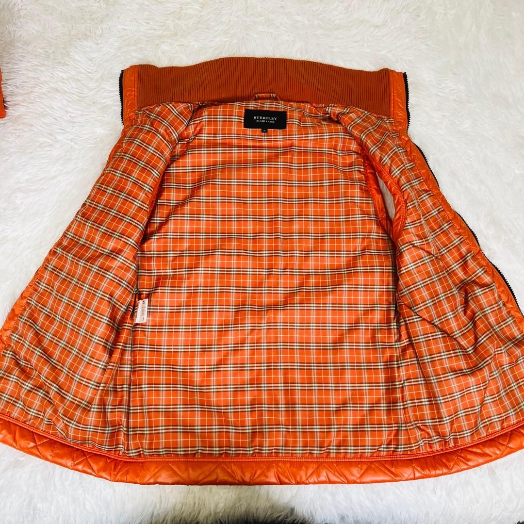 Burberry Black Label Down Jacket Nova Check Fur-Trim Orange Used thumbnail 10