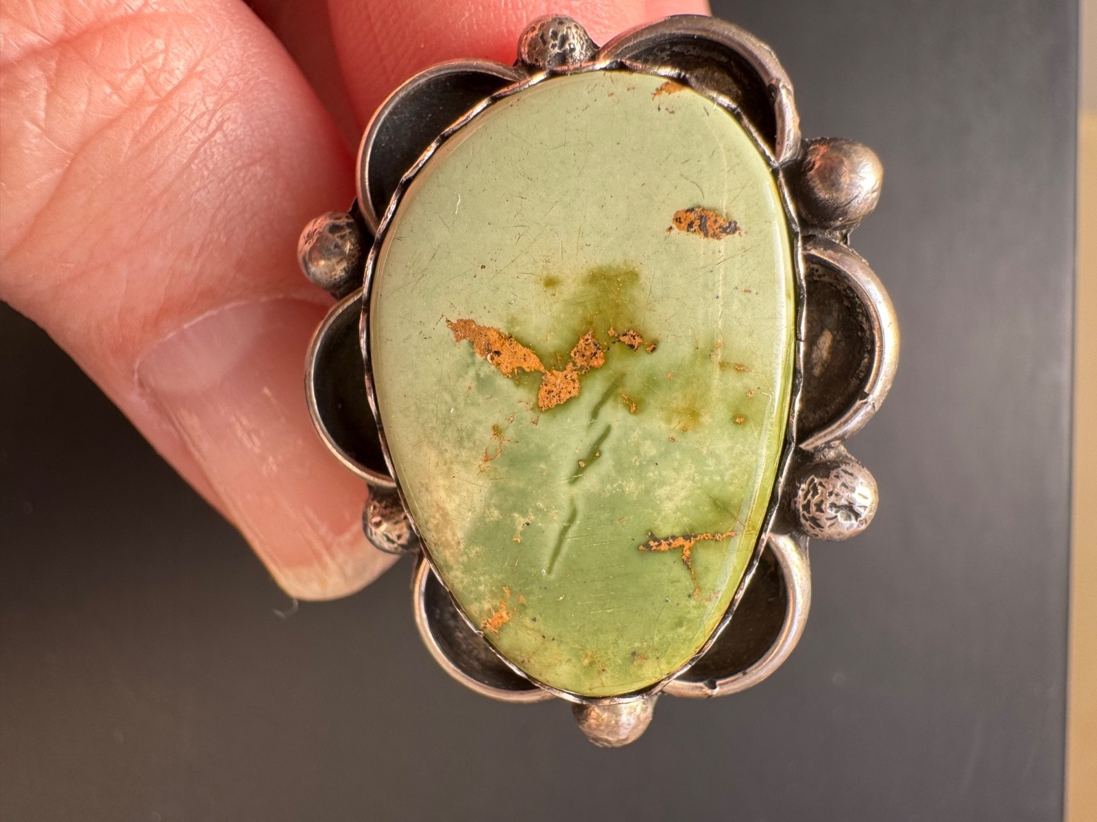 Green Jasper Statement Ring Sterling Silver Artis… - image 1