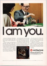 Hitachi Vintage Magazine Print Ad Flat-Profile Color TV Prototype 1974