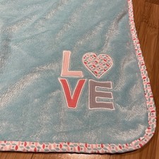 Carters Love Aqua Blue Baby Security Blanket Plush Sherpa Lovey Heart.A