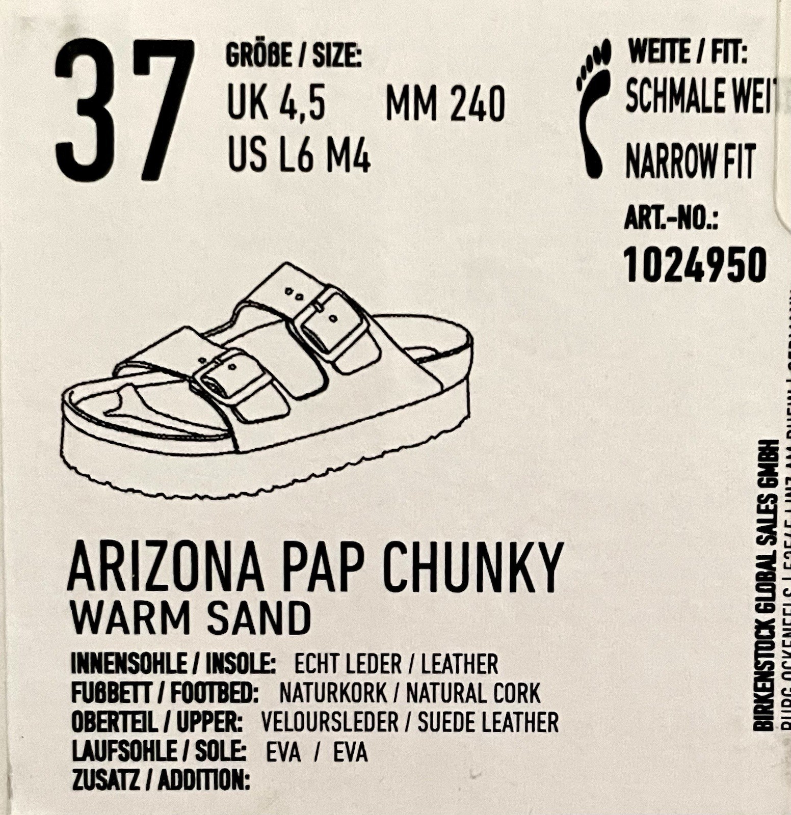 NIB Birkenstock Papillio Women’s Size 37 Warm Sand Arizona Pap Chunky Sandal image 8