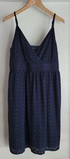 Lane Bryant Womens Dress Size 18 Shift Navy Cotton Eyelet Breathable