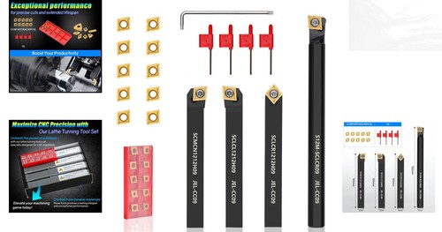 Kit utensili tornio indicizzabile di precisione: 4 supporti e 10 inserti per lavorazioni perfette - Foto 2 di 9